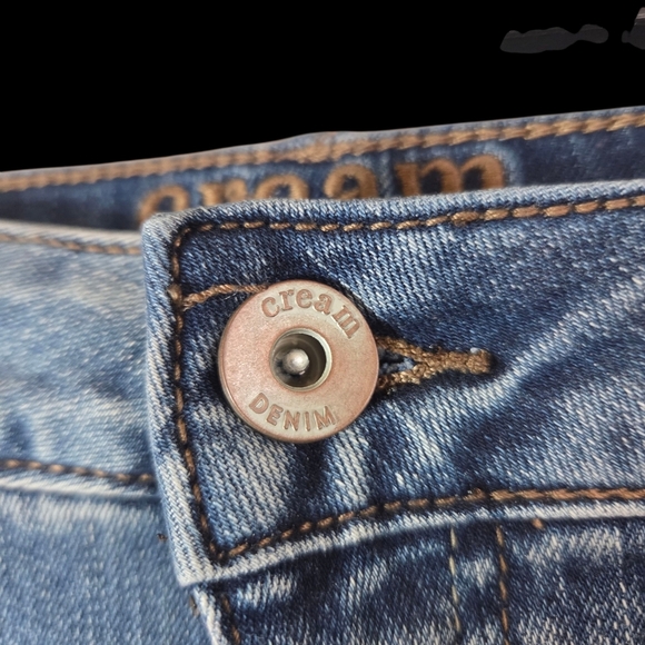 Cream Ankle Jeans With Zipper Accents Size 32 - Picture 3 of 9